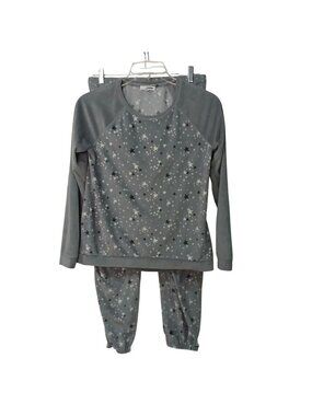 Sonoma Womens S Star Print Pajama Set Gray w/ Stars Long Sleeve & Jogger #Z-32